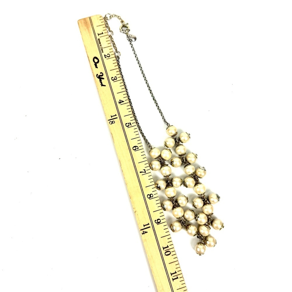 J Crew Carl Cluster Pearl Silver Tone Necklace VTG Whimsical Elegant Old Money - Picture 6 of 6